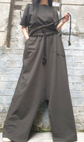 Military Green Asymmetric Two-Piece Set with Short Sleeve Top and High Waist Skirt
