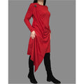 Red Asymmetrical Cotton Dress — Avant-Garde Draped Tunic