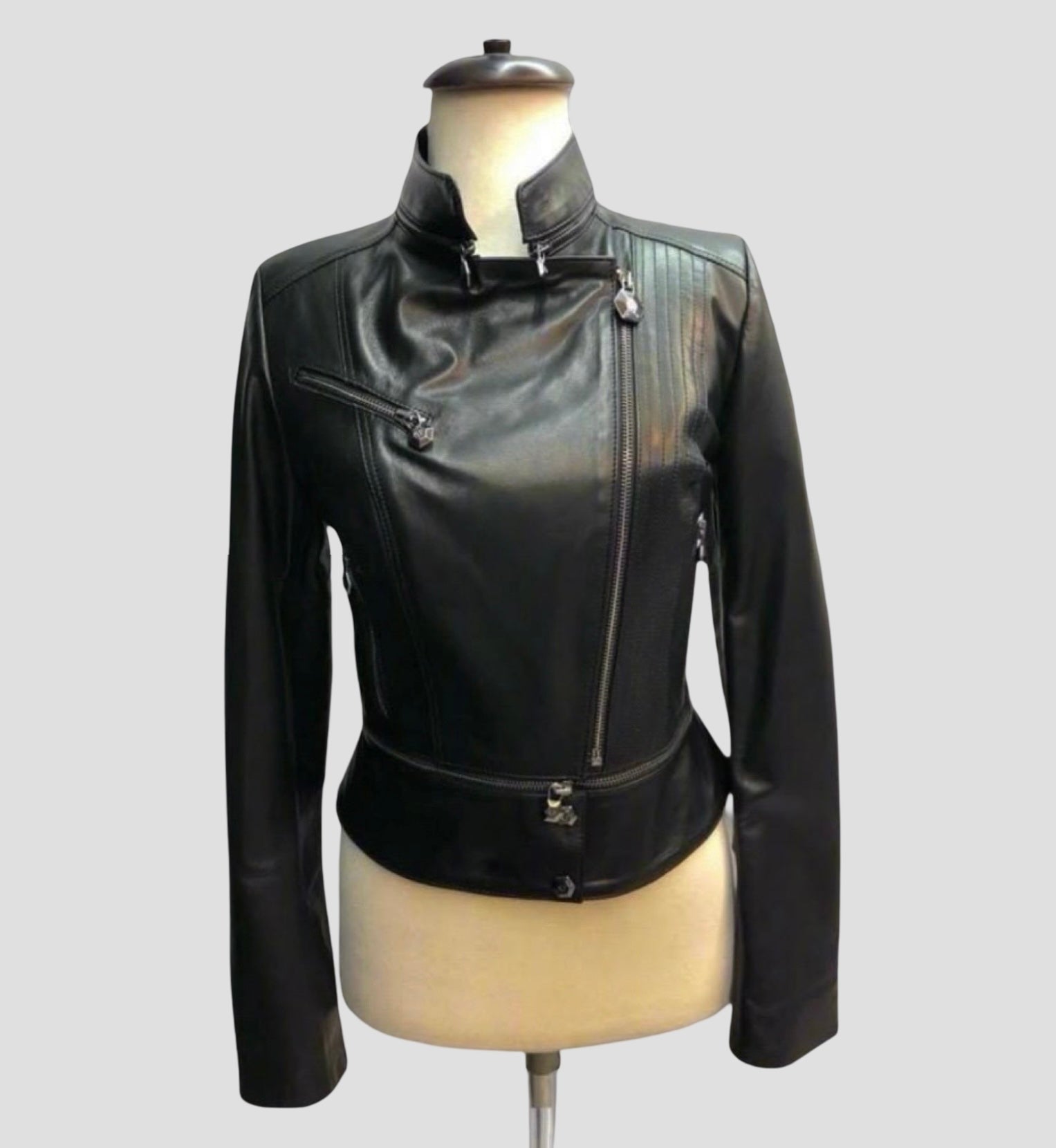 Asymmetric Lambskin Leather Jacket – Luxury Women’s Designer Biker