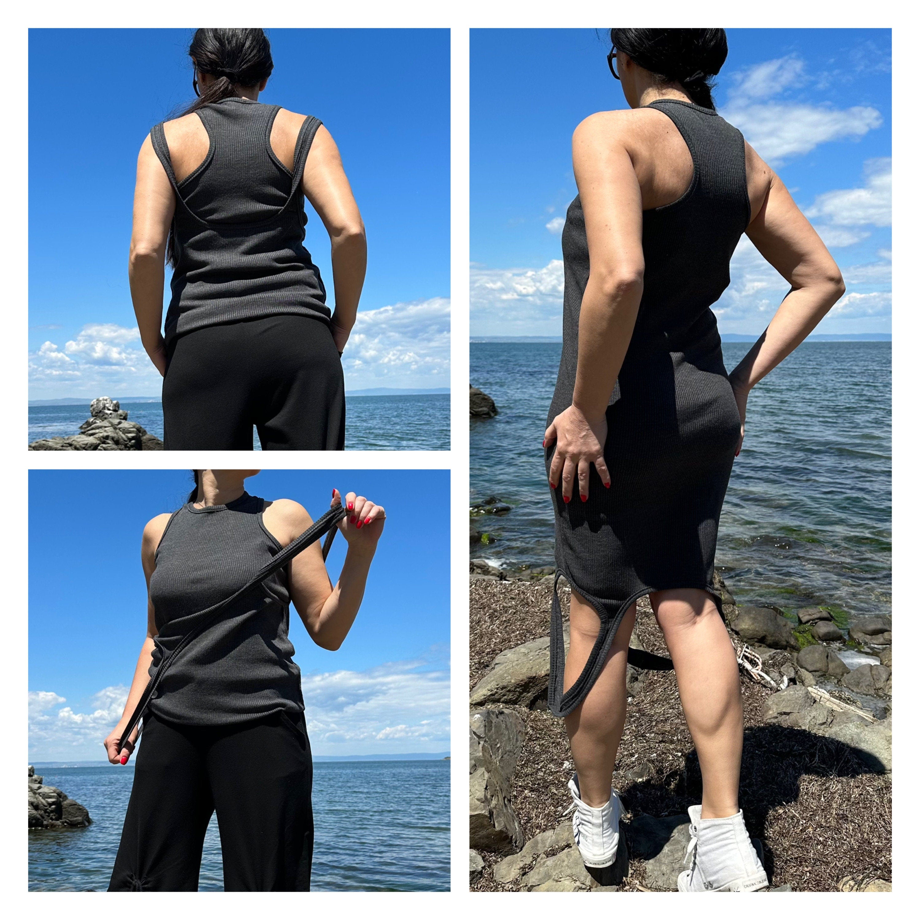 Dark Grey Cotton Tunic Top: Casual Tank Dress