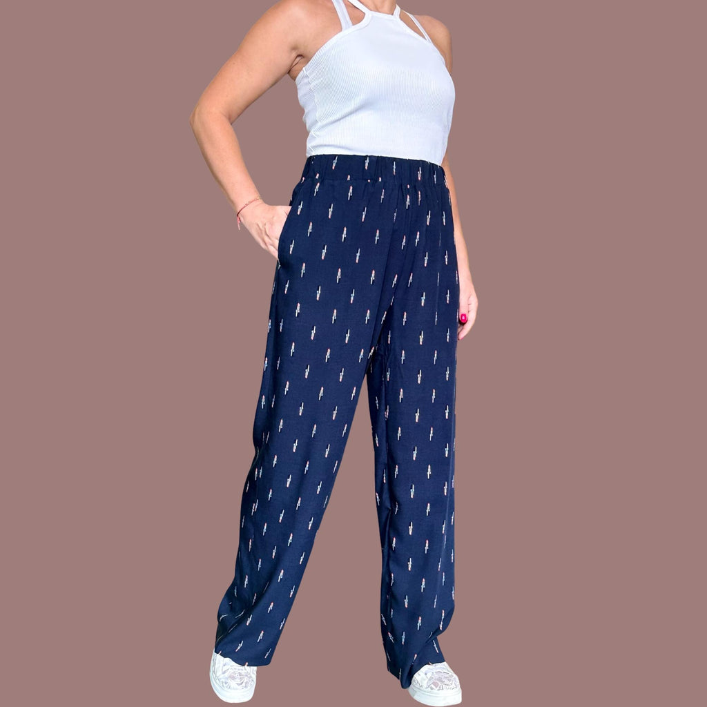 Summer Cotton Pants for Women – High Waist, Side Pockets /  Lightweight Fabric