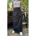 Black Maxi Skirt with High Waist / Slit and Multi Pockets