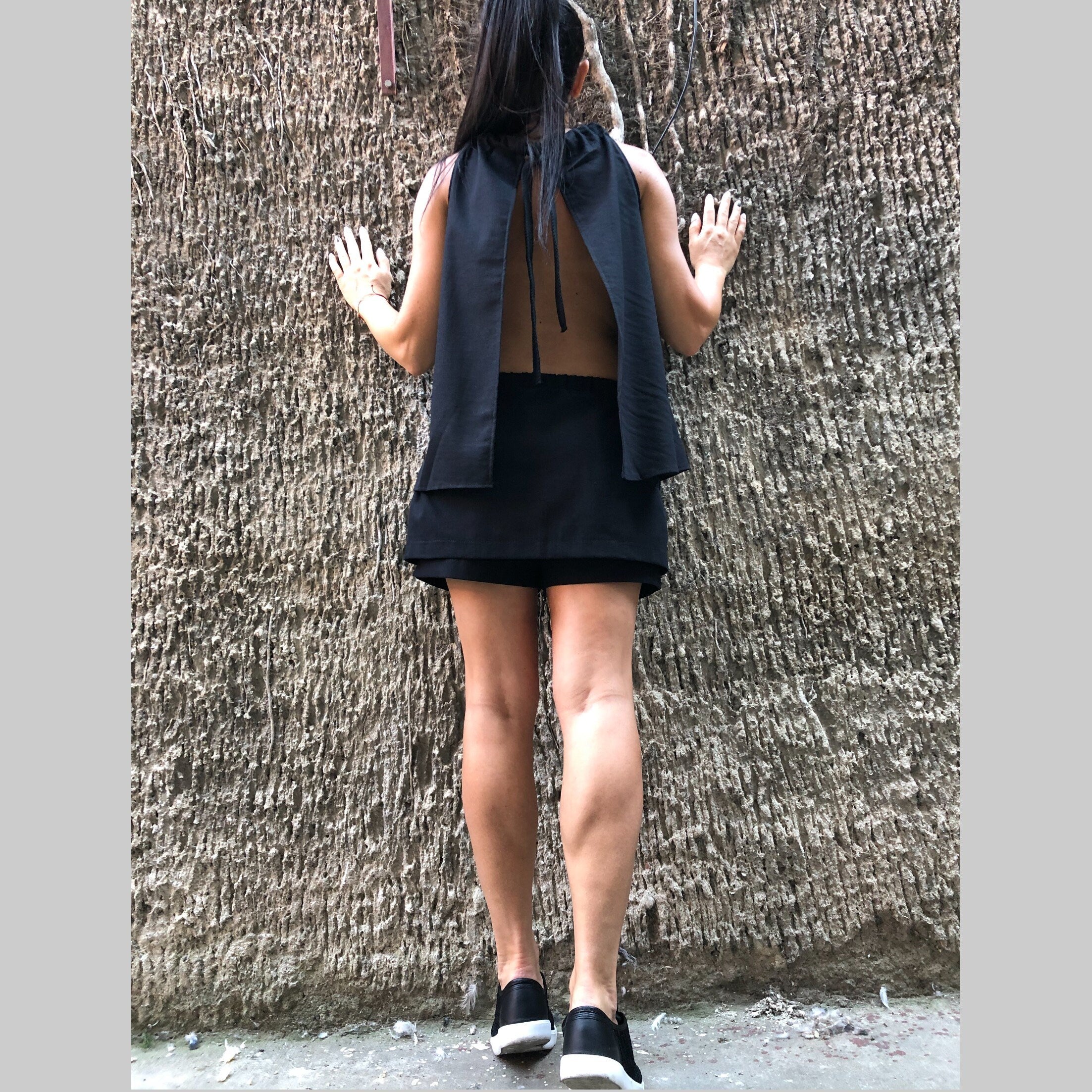 Linen Two Piece Set: Sleeveless Top & Loose Skirt Pants