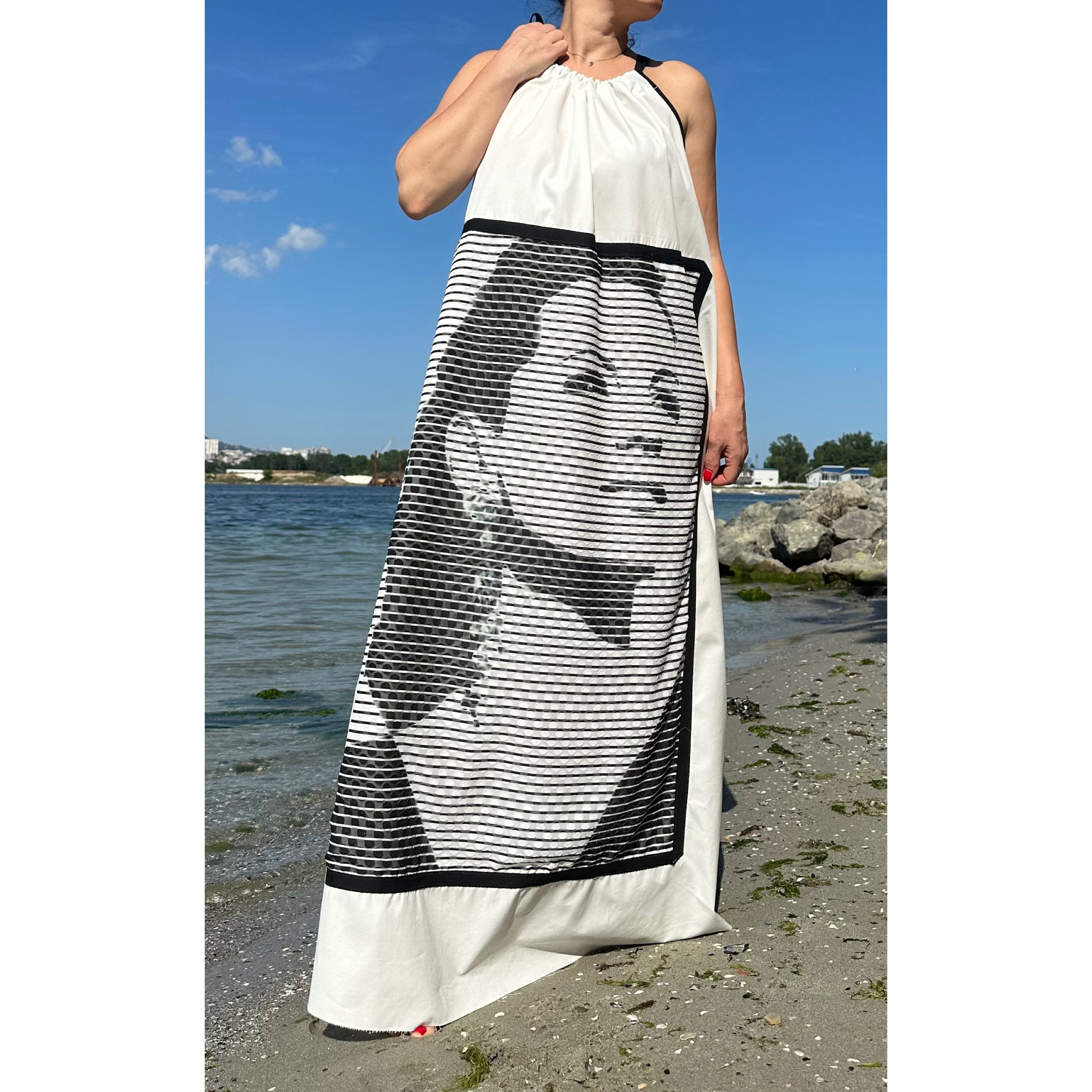 Cotton Halter Dress – Graphic Art Print