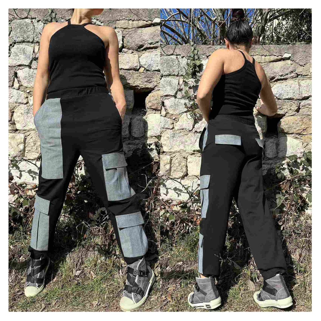 Cargo Pants in Cotton and Denim – Utility Style with Elastic Waist and Patch Pockets