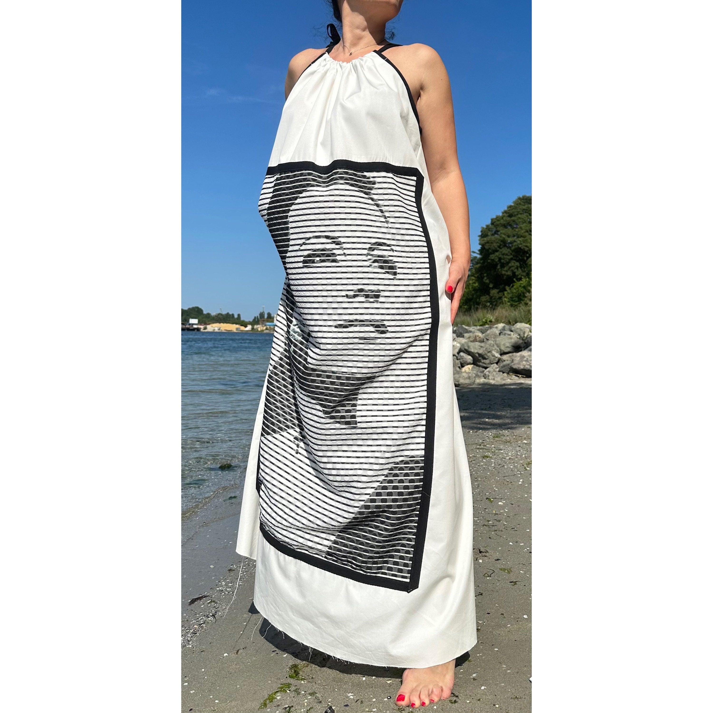 Cotton Halter Dress – Graphic Art Print