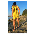 Yellow Linen Overalls / Sleeveless Open Back Summer Jumpsuit