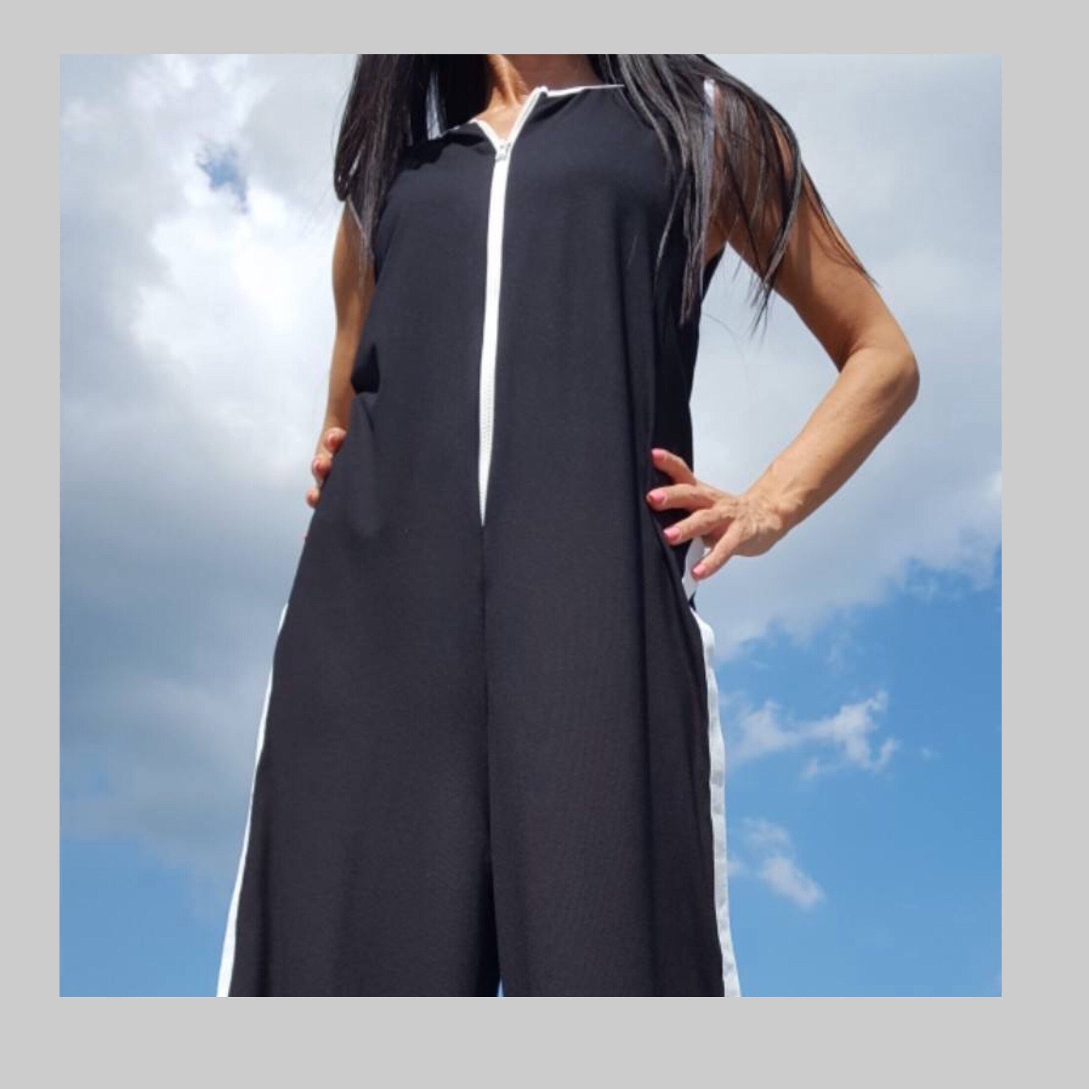 Sleeveless Wide Leg Cotton Jumpsuit: Extravagant Casual Overalls