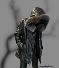 Women’s Real Lambskin Leather Coat with Genuine Fox Fur Hood / Winter Luxury Shearling Jacket / Warm Handmade Leather Outerwear