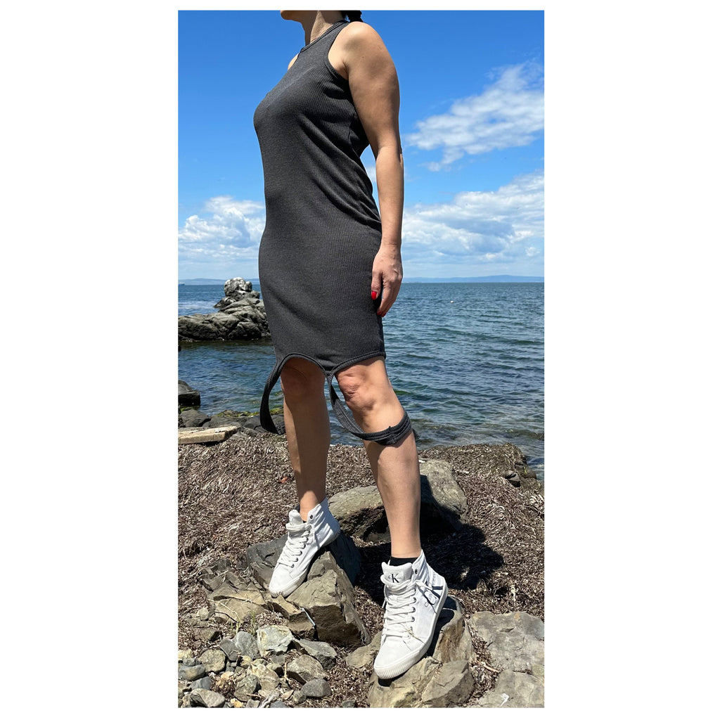 Dark Grey Cotton Tunic Top: Casual Tank Dress