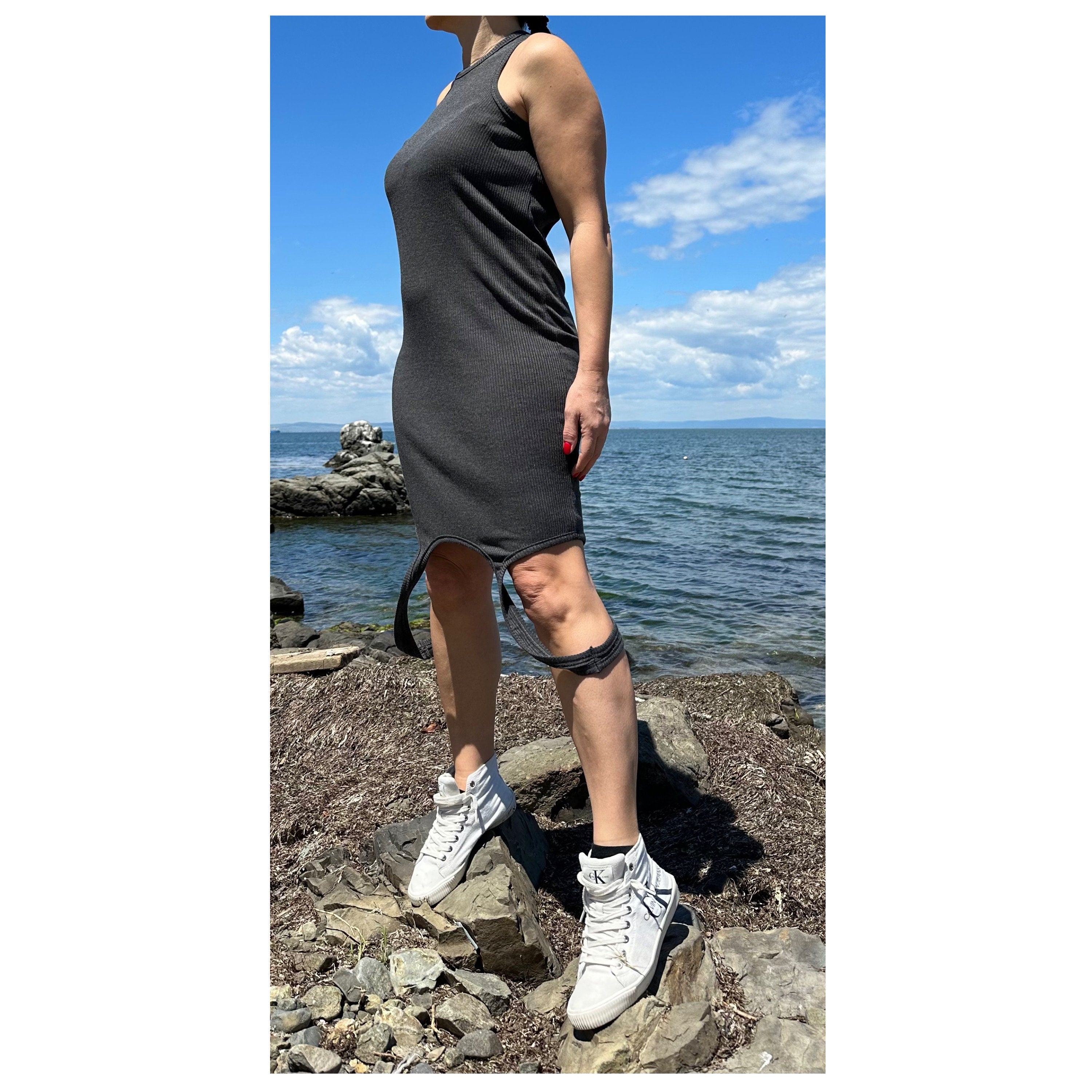 Dark Grey Cotton Tunic Top: Casual Tank Dress