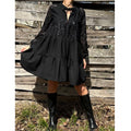 Black Tunic with Lace and Cotton – Long Sleeve Tiered Design / Boho Chic Handmade Dress