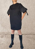 Black Cotton Tunic Dress with Balloon Sleeves – Short Puff Sleeve Dress – Oversized Minimalist Tunic – Handmade Custom XS–5XL