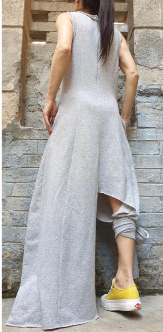 Asymmetrical White Sleeveless Dress / Modern Minimalist Design