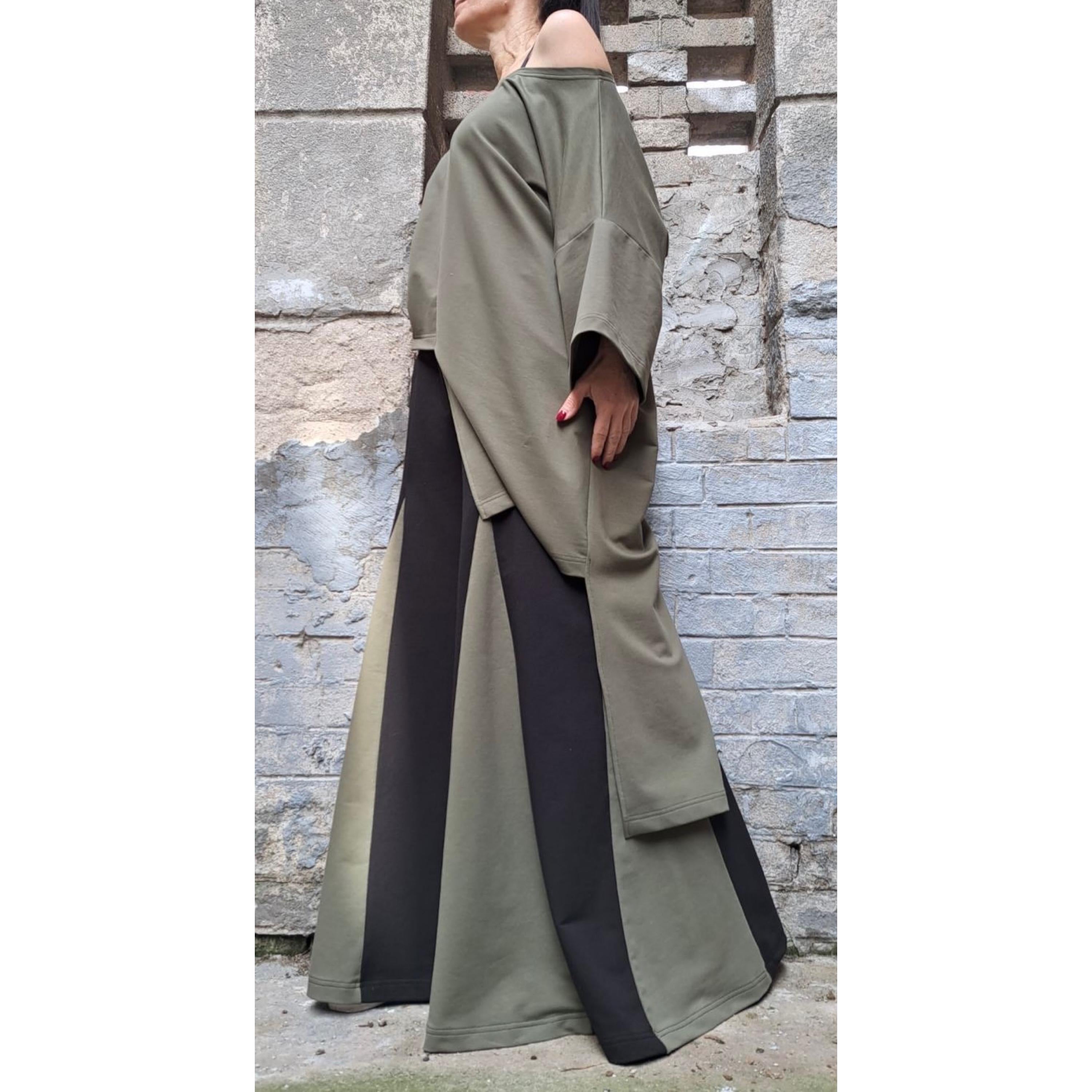Asymmetric Two-Piece Cotton Set – Wide-Leg High-Waist Pants & Oversized Short-Sleeve Top / Avant-Garde Women’s Outfit XS-5XL