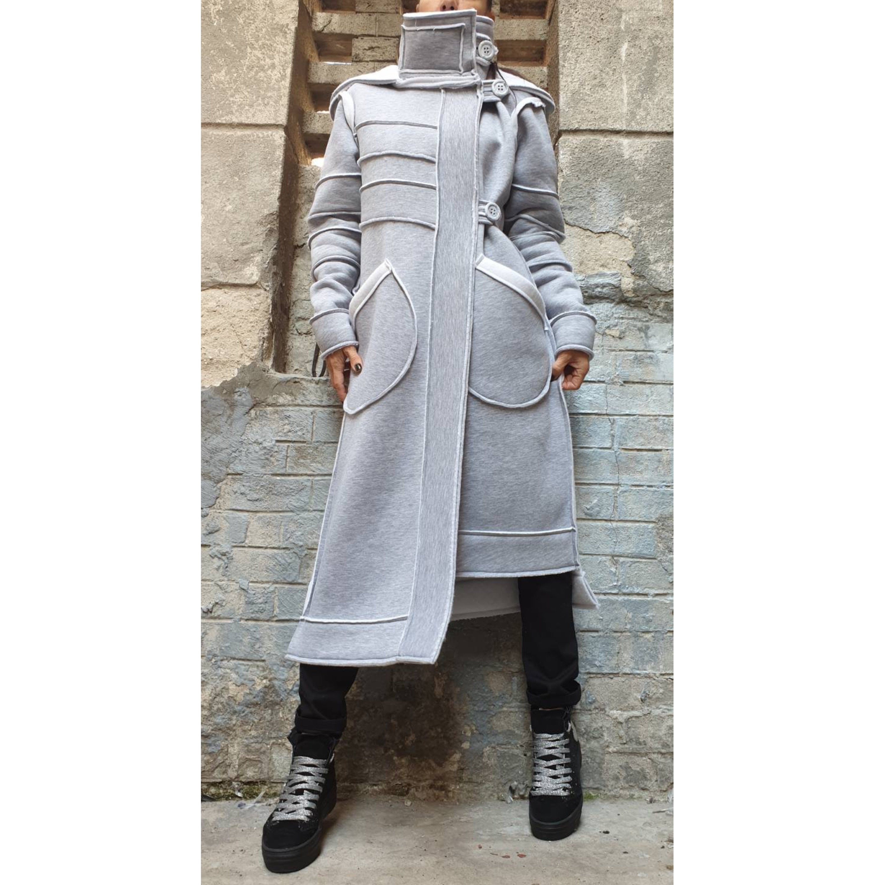 Women’s Asymmetric Winter Vest Coat with Hood – Heavyweight Sweatshirt Fabric Jacket with Large Pockets