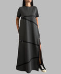 Modern Asymmetrical Maxi Dress / Cotton Urban Dress with Zipper