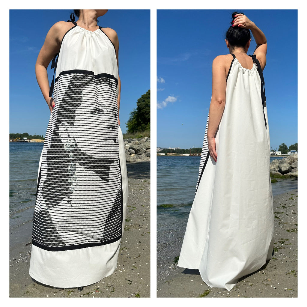 Cotton Halter Dress – Graphic Art Print