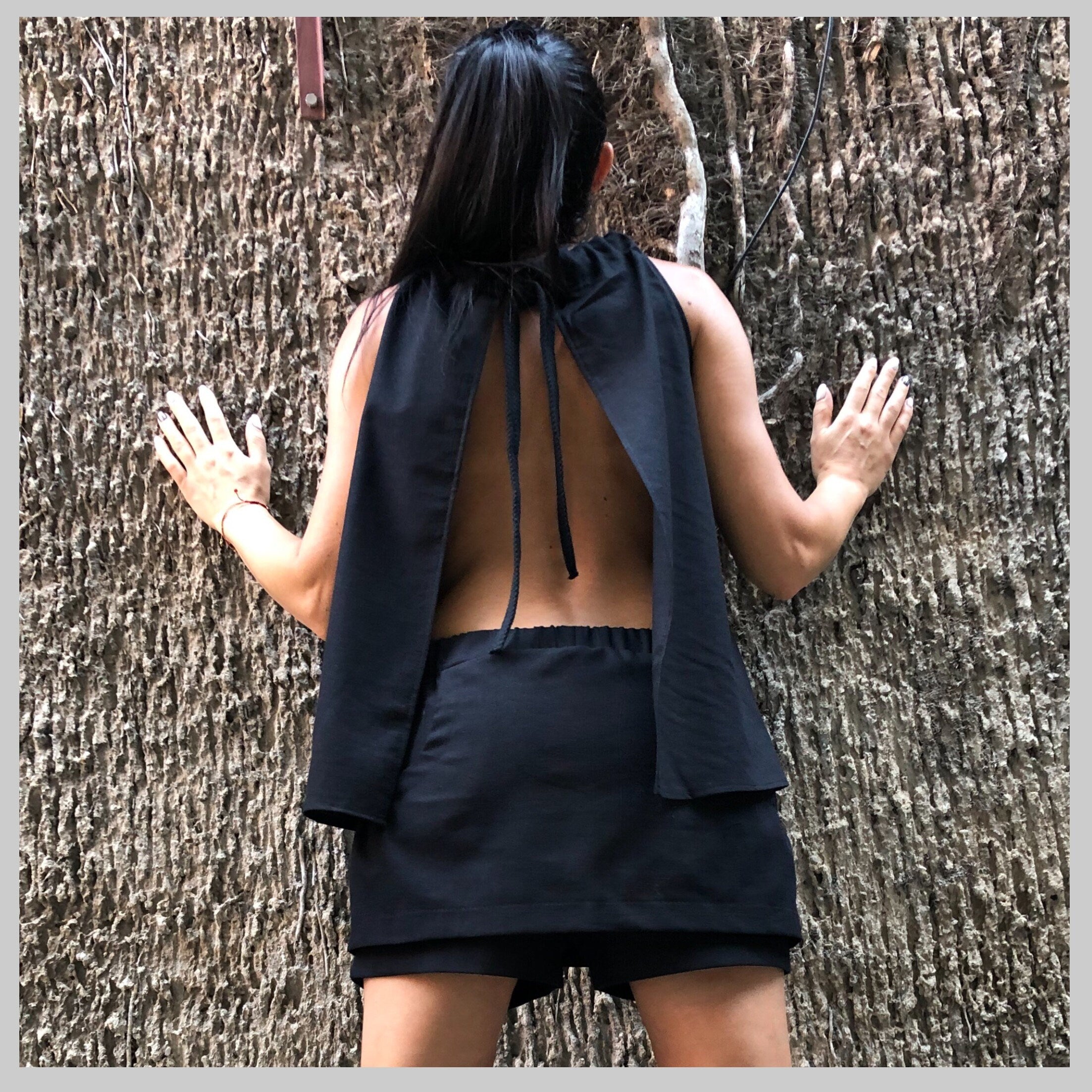 Linen Two Piece Set: Sleeveless Top & Loose Skirt Pants