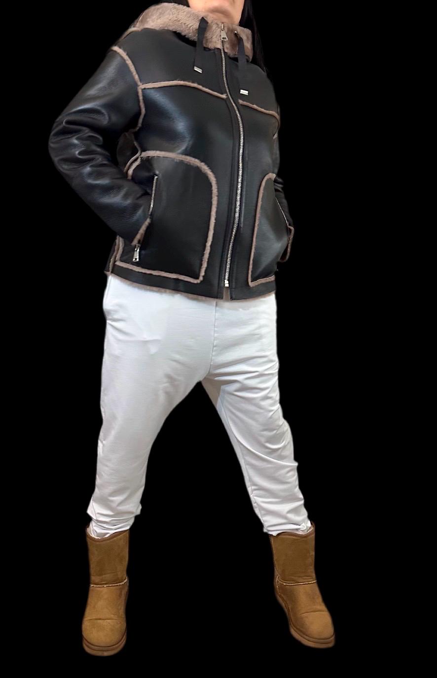 Women’s Hooded Shearling Coat  Dark Brown Lambskin Winter Jacket / Warm Handmade Leather Outerwear