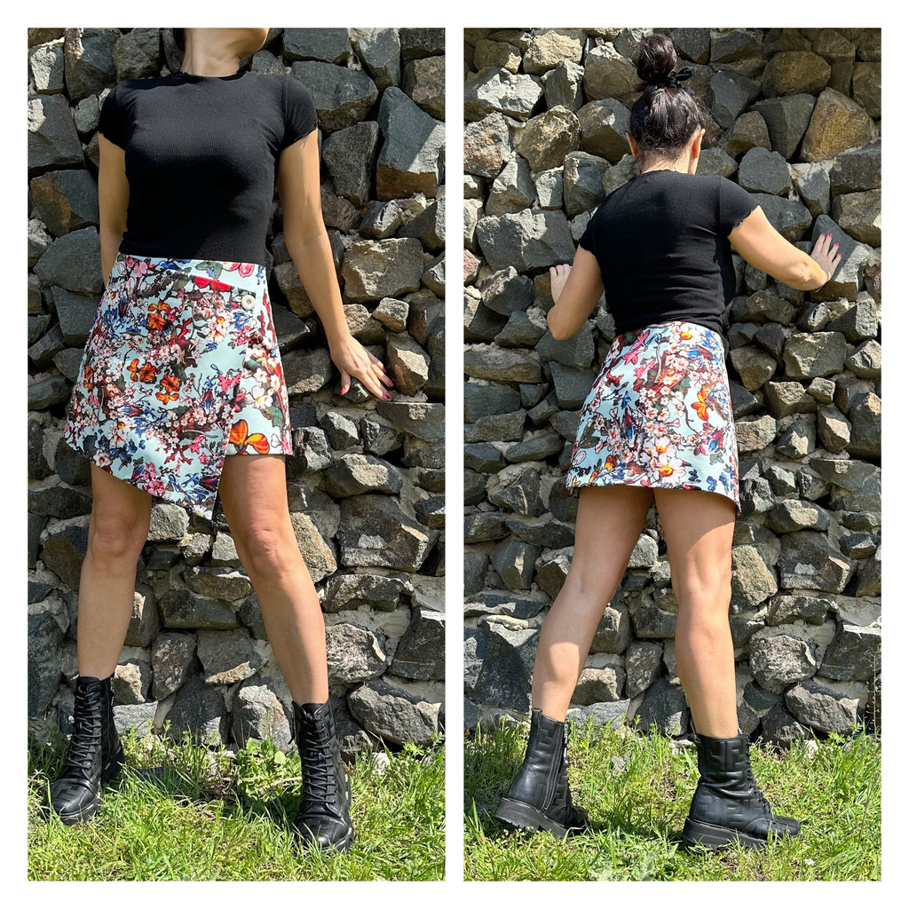 Asymmetrical Floral Mini Skirt - Urban Style