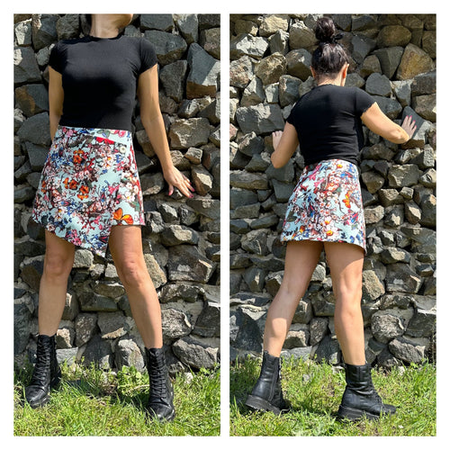 Asymmetrical Floral Mini Skirt - Urban Style