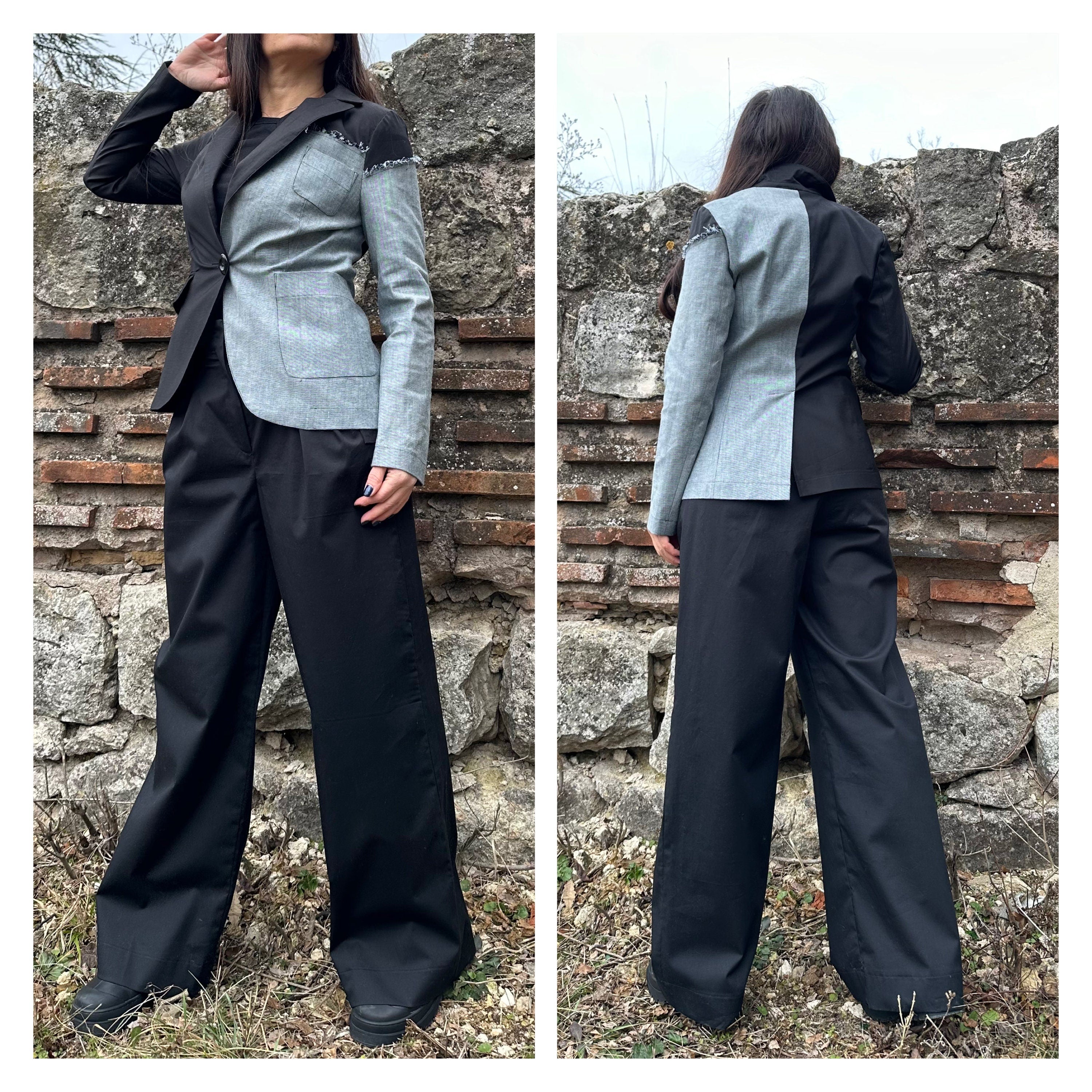 Two-Tone Women’s Blazer – Cotton and Denim /Extravagant Jacket