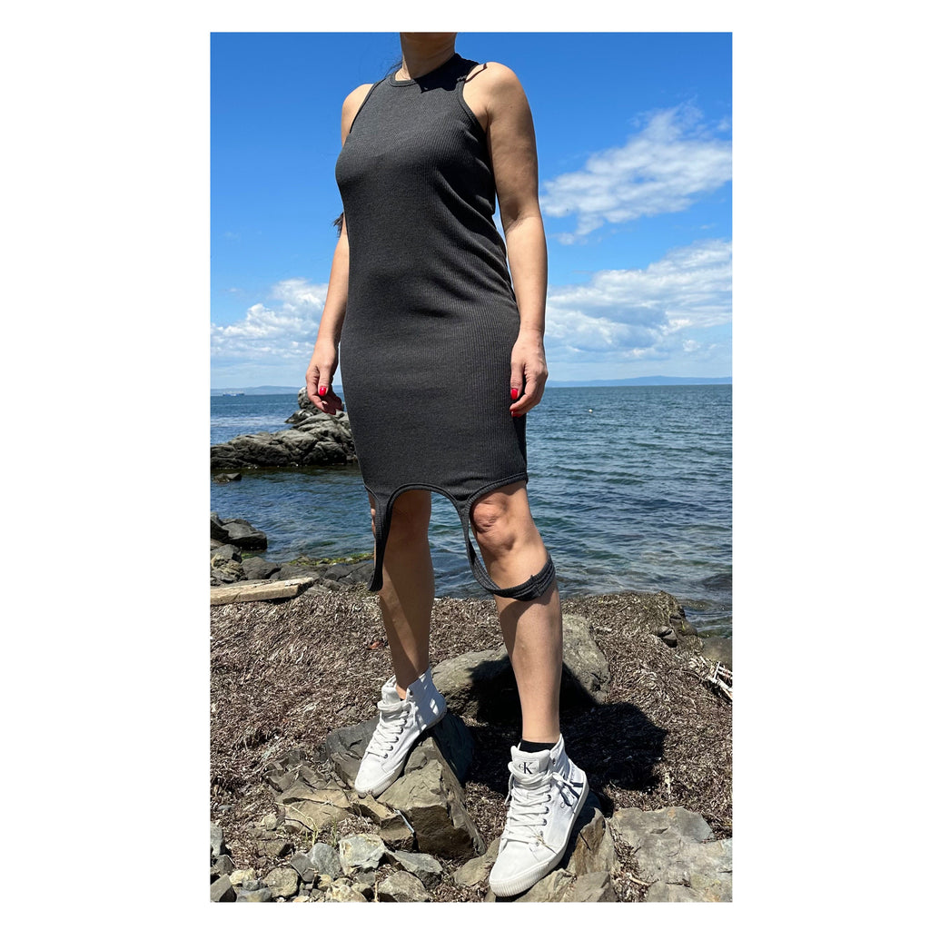 Dark Grey Cotton Tunic Top: Casual Tank Dress
