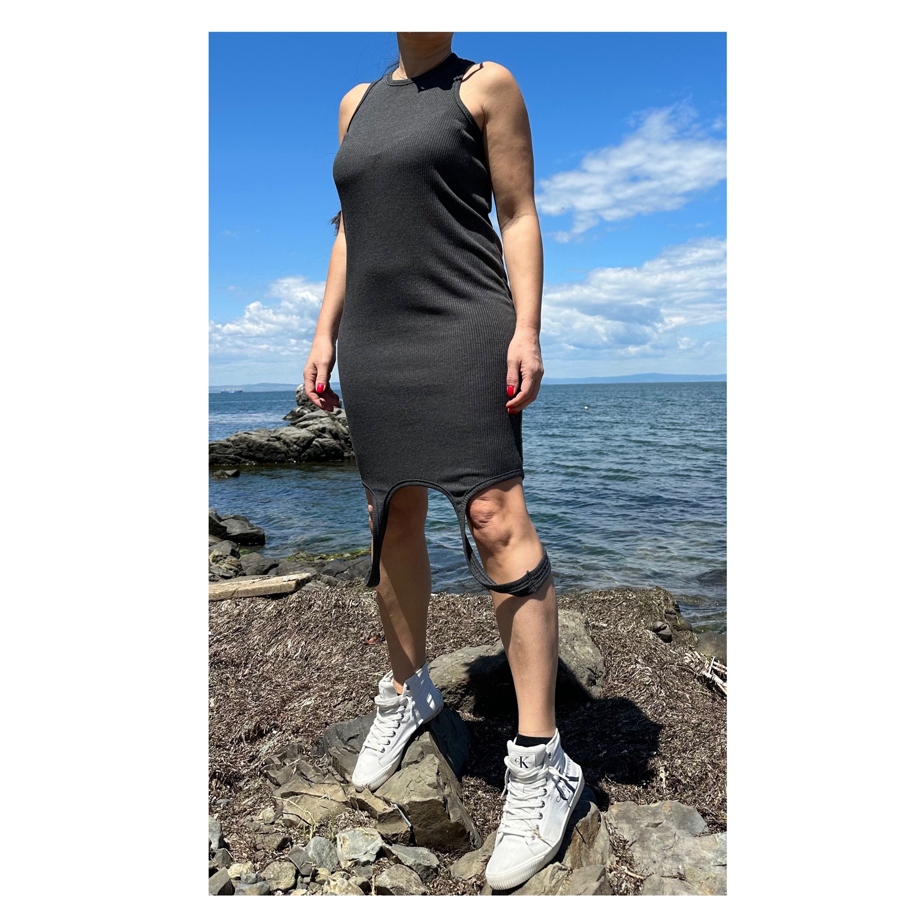 Dark Grey Cotton Tunic Top: Casual Tank Dress