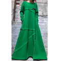 Winter Long Maxi Dress – Avant-Garde Asymmetric Warm Fleece Dress with Zippers / Green Three-Thread Cotton Sweatshirt Dress / Oversized Casu