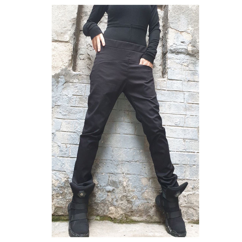 Black Cotton Urban Pants – Regular Fit Women’s Trousers with Elastic Waist