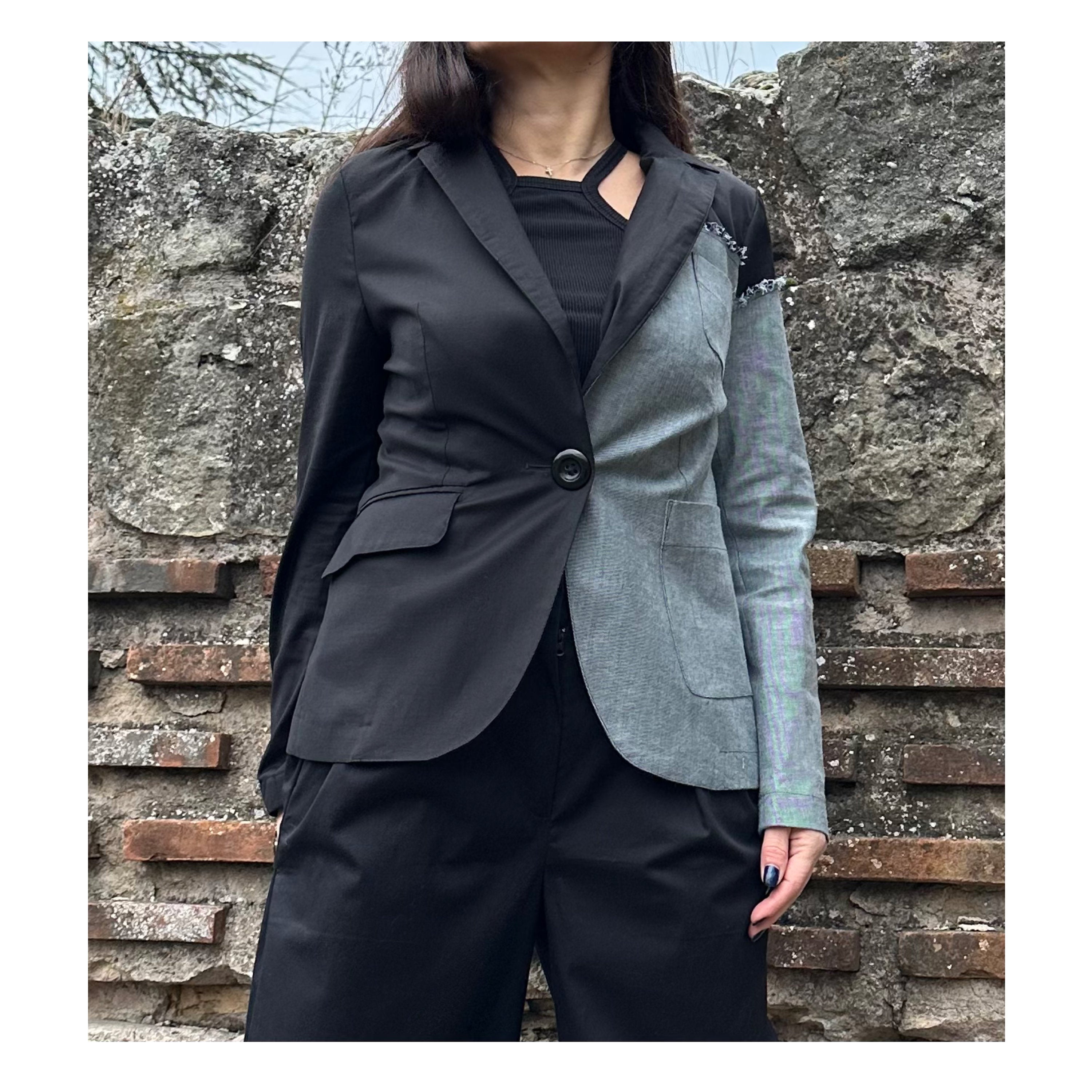 Two-Tone Women’s Blazer – Cotton and Denim /Extravagant Jacket