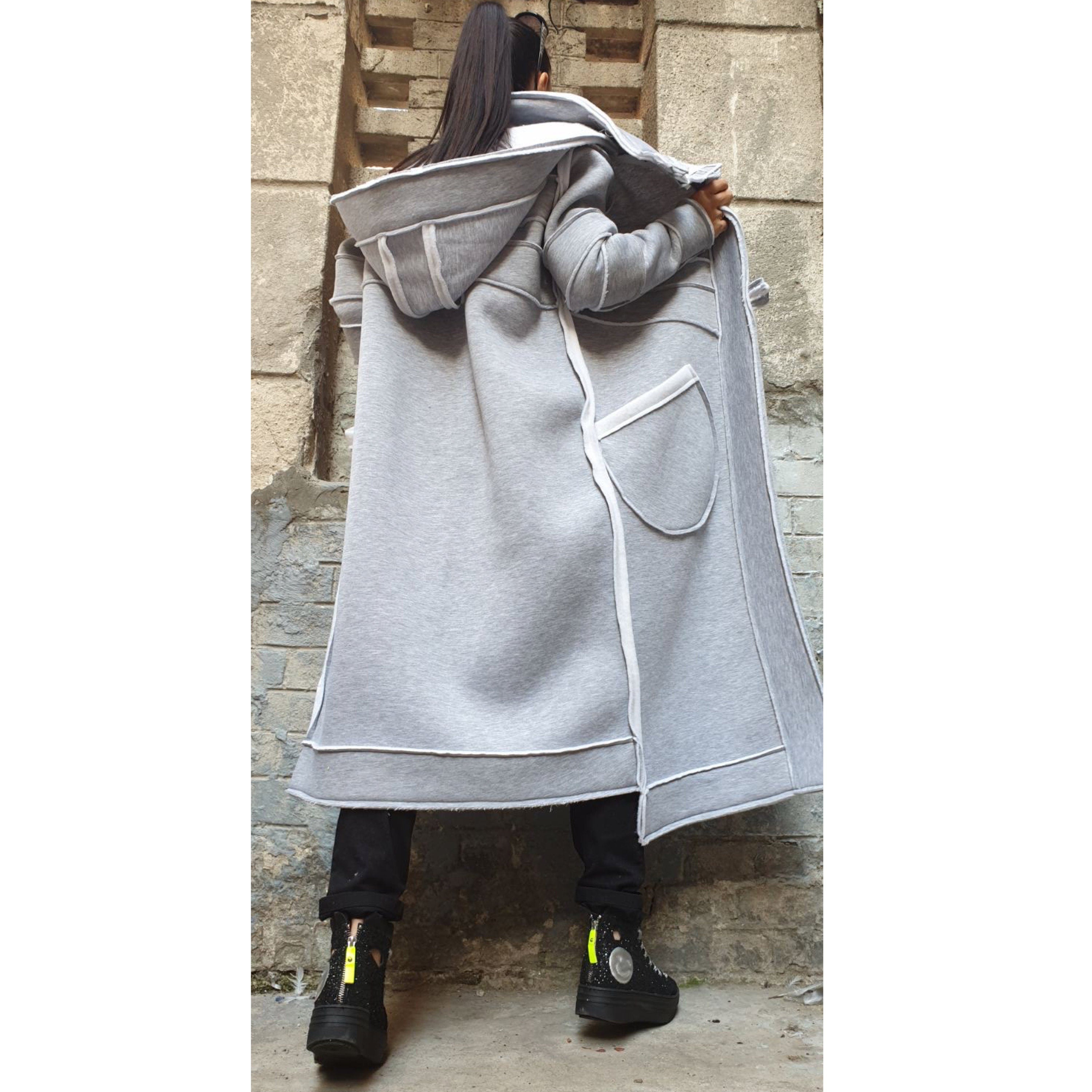 Women’s Asymmetric Winter Vest Coat with Hood – Heavyweight Sweatshirt Fabric Jacket with Large Pockets