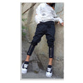 Street Style Black Cotton Pants – Urban Zipper Detail Joggers with Elastic Waist