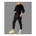 Women’s Winter Fleece Set – Asymmetric Sweatshirt & High-Waisted Joggers / Thick Three-Thread Cotton Tracksuit / Warm Black Two-Piece Outfit