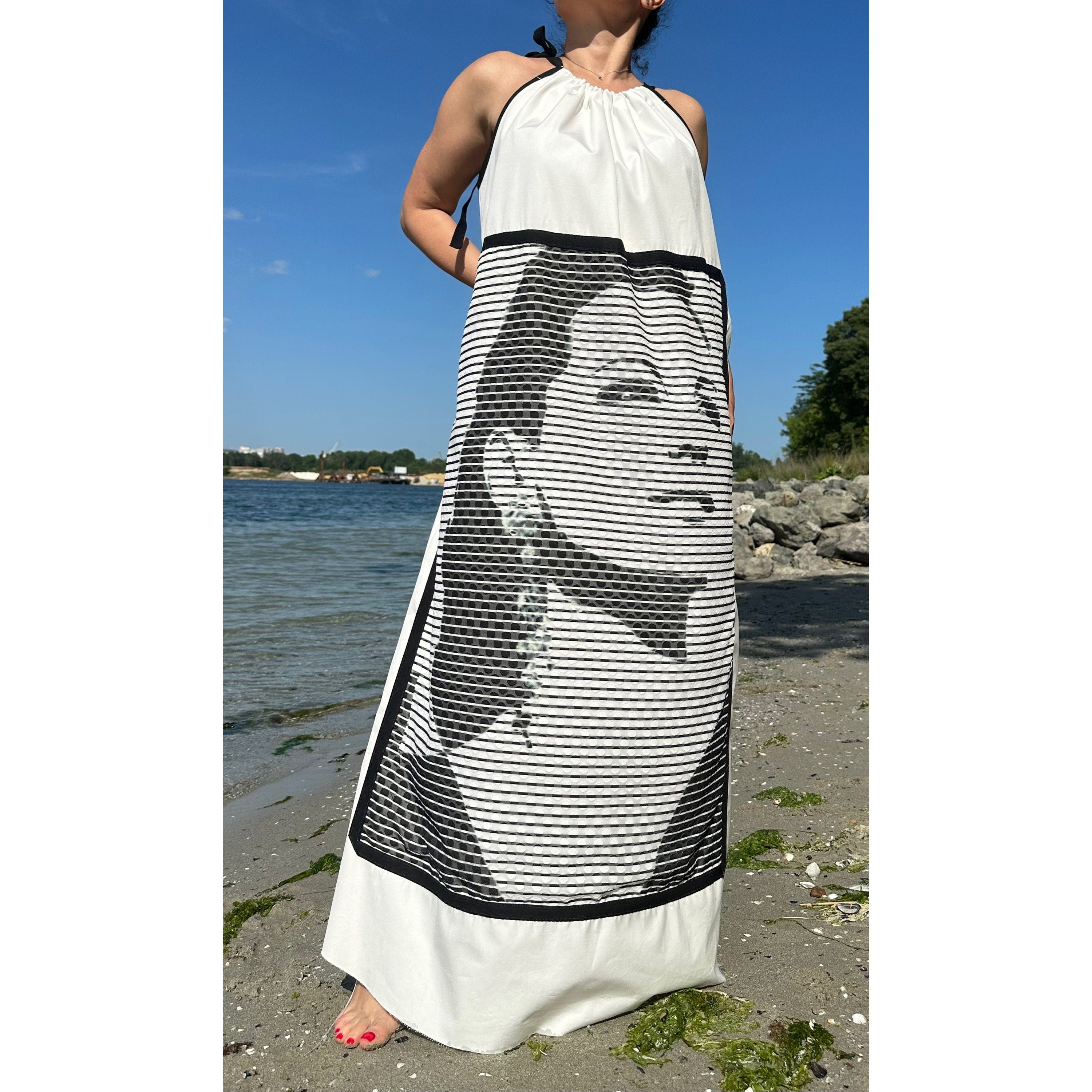 Cotton Halter Dress – Graphic Art Print