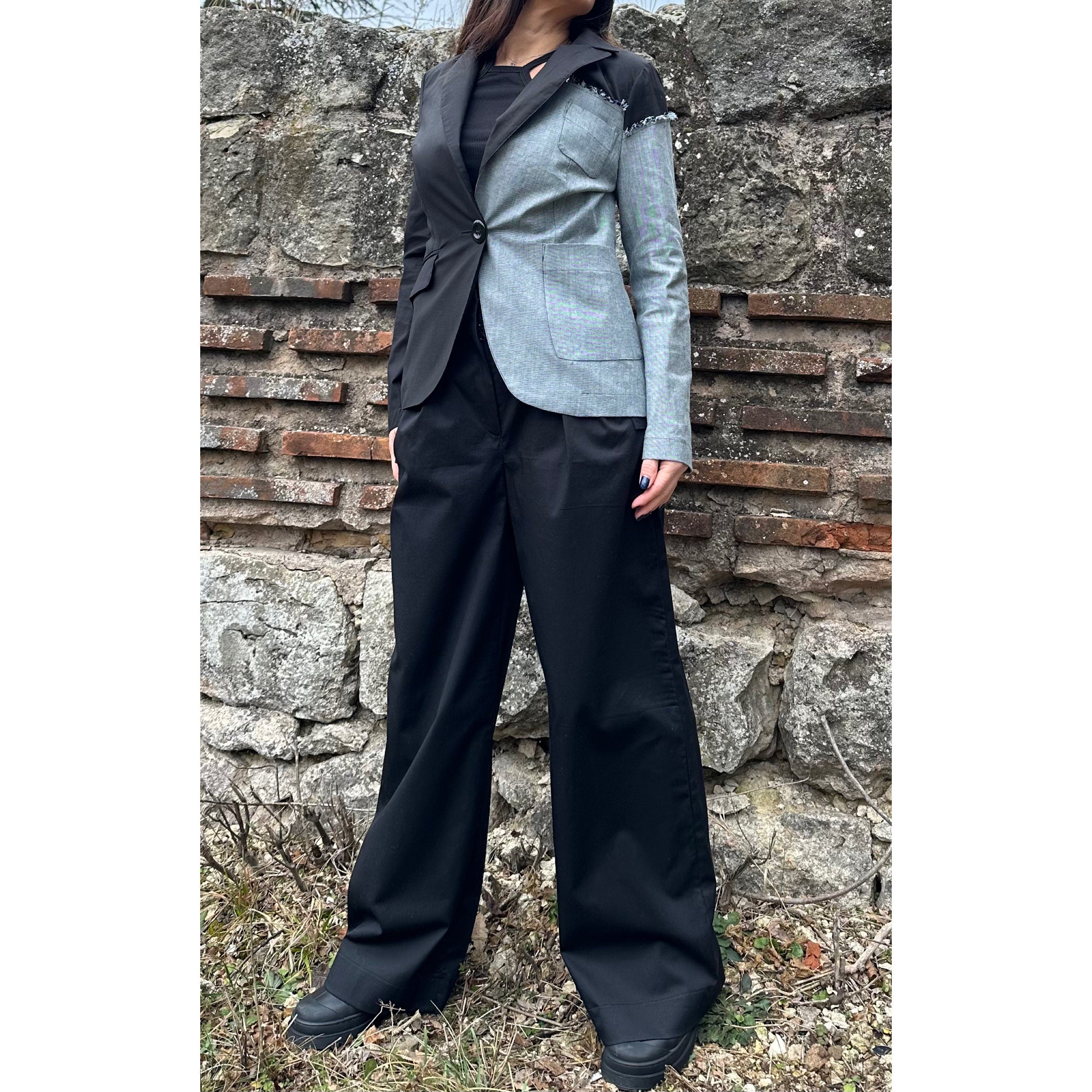 Two-Tone Women’s Blazer – Cotton and Denim /Extravagant Jacket