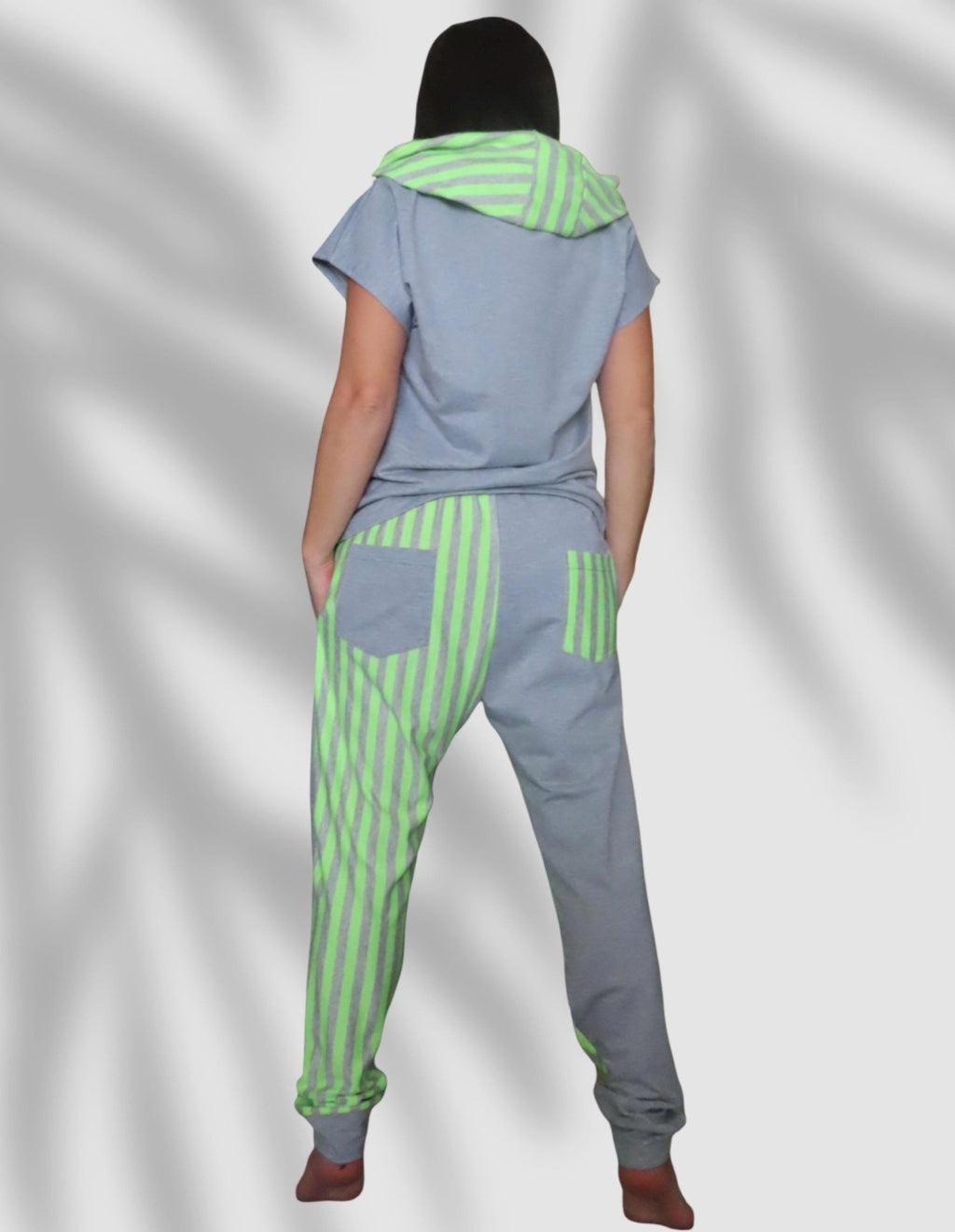 Hoodie Tracksuit Set: Two-Tone Cotton Joggers, Spring Summer Casual Outfit