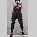 Avantgarde Black Cotton Pants / High Waist Everyday Trousers