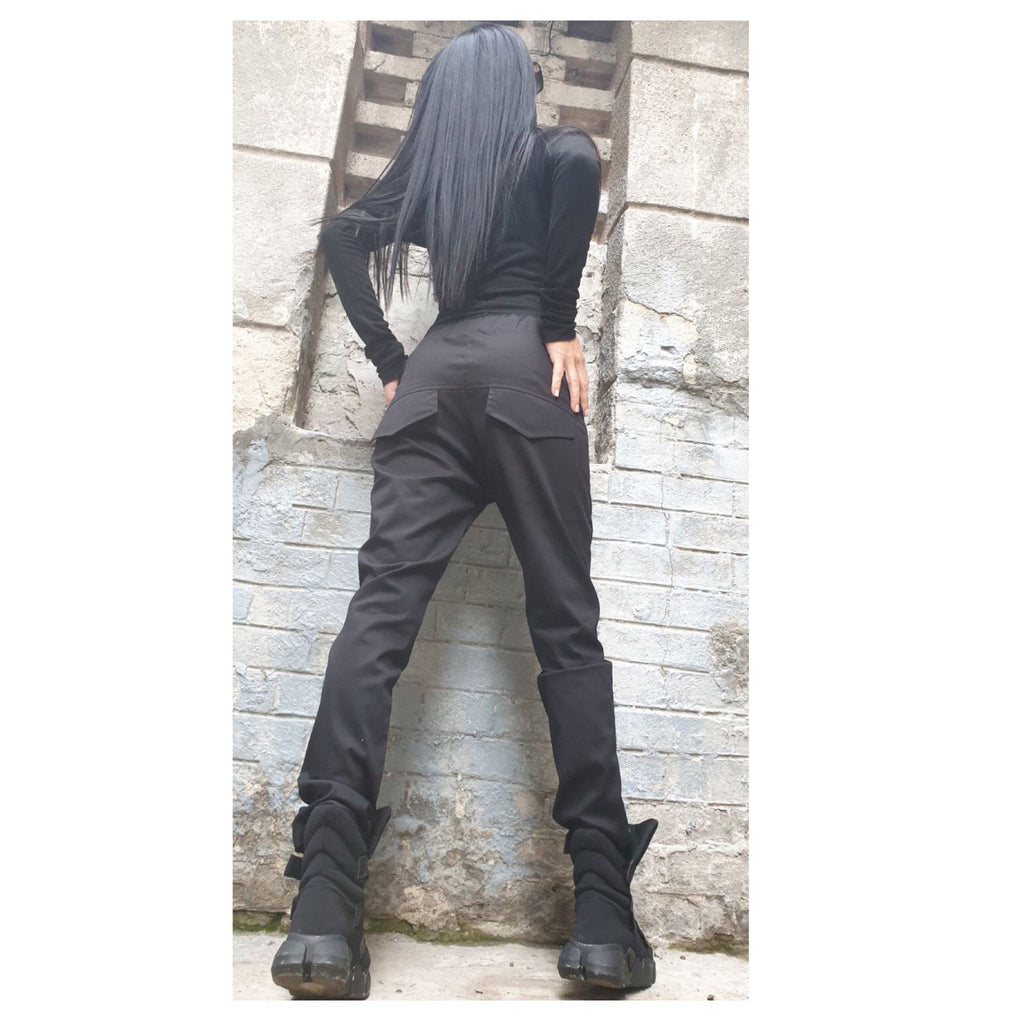 Black Cotton Urban Pants – Regular Fit Women’s Trousers with Elastic Waist