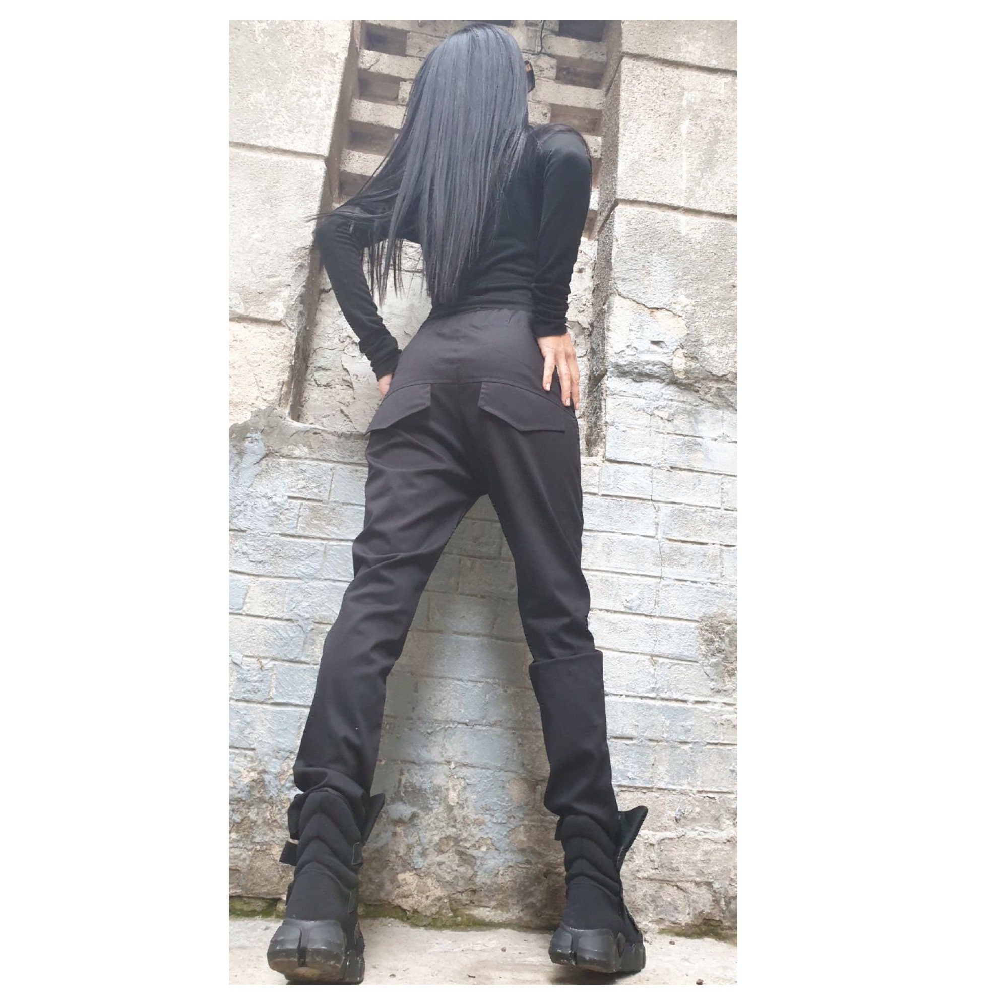Black Cotton Urban Pants – Regular Fit Women’s Trousers with Elastic Waist