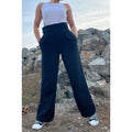 Black Tweed Wide-Leg Pants – High Waist Bouclé Trousers with Side Pockets