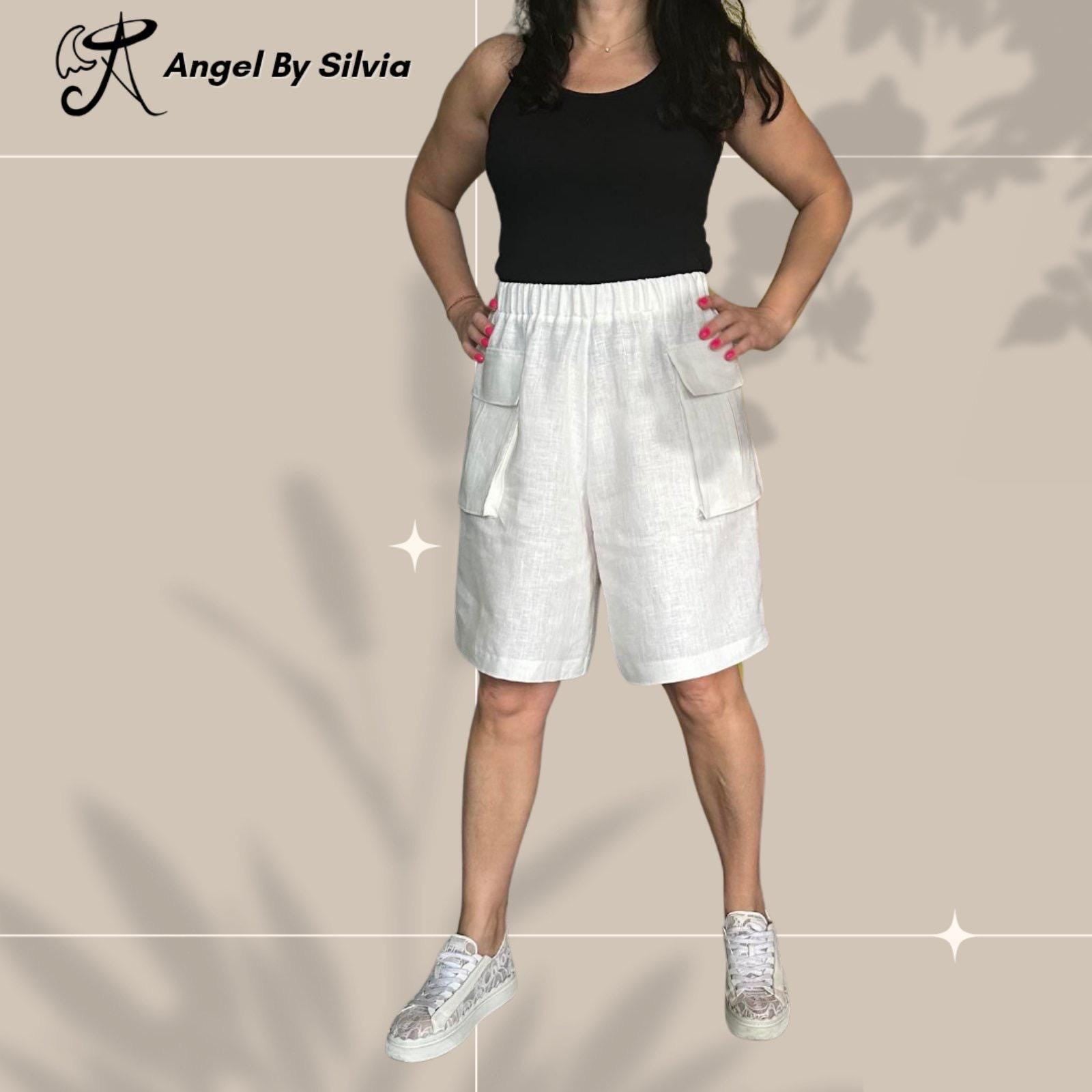 Handmade White Linen Shorts: Relaxed Fit Boho Summer Pants
