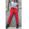 Red & Gray Tracksuit Set: High Waist Pants, Short Sleeve Top