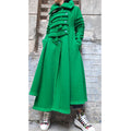 Avant-Garde Green Winter Coat for Women – Asymmetric Fleece Maxi Coat with High Collar / Long Warm Coat / Designer Statement Outerwear