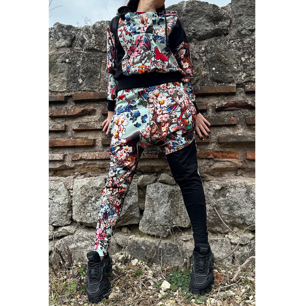 Women’s Neoprene Tracksuit – Hoodie and Joggers in Colorful Patchwork / Handmade Two-Piece  Аthleisure Set