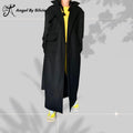 Black Wool Blend Belted Trench Coat: Classic Winter Style