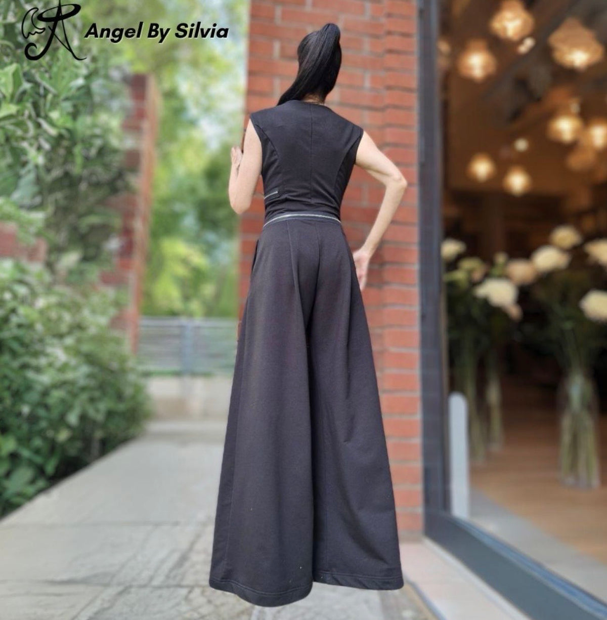 Black Cotton Wide Leg Jumpsuit with Zippers – Sleeveless Avant Garde Overall