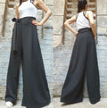 Black Asymmetrical Wide Leg Pants – Wrap Skirt Trousers