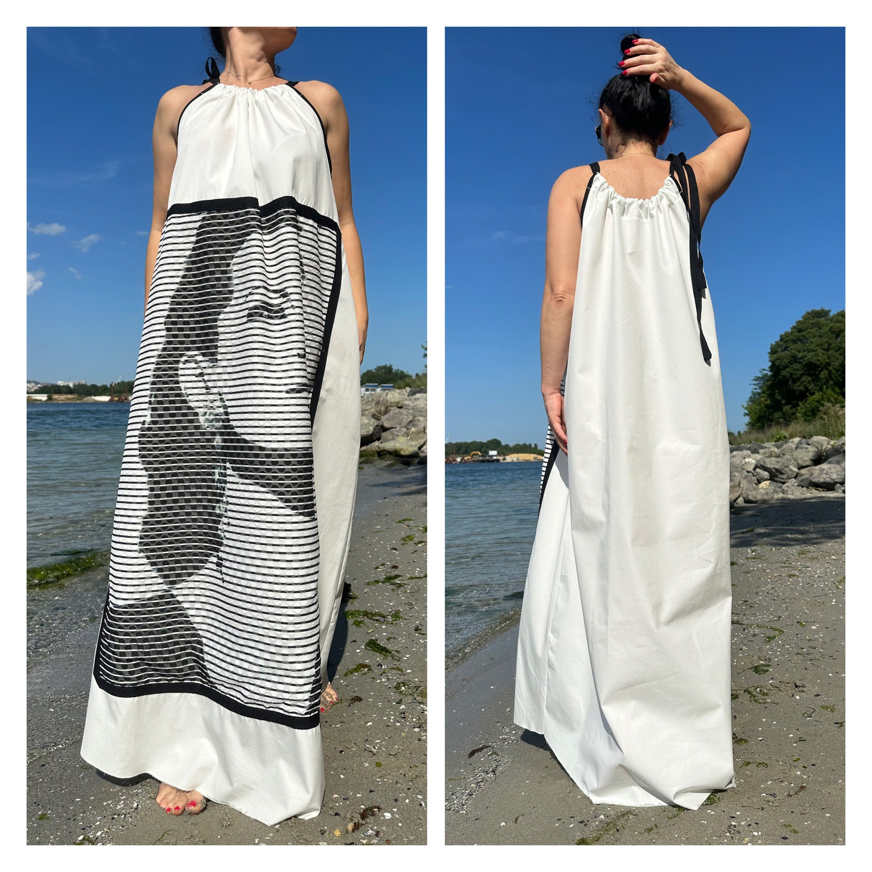 Cotton Halter Dress – Graphic Art Print